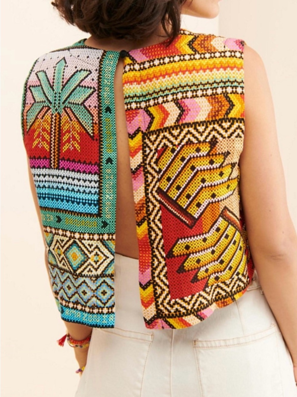 Farm Rio Women’s Multicolor Aztec Print Top - Picture 3 of 3